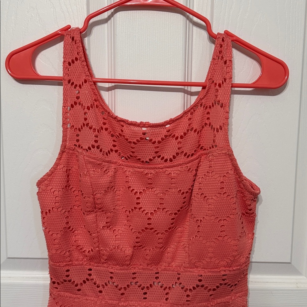 Coral Sleeveless Eyelet Dress - Picture 3 of 6